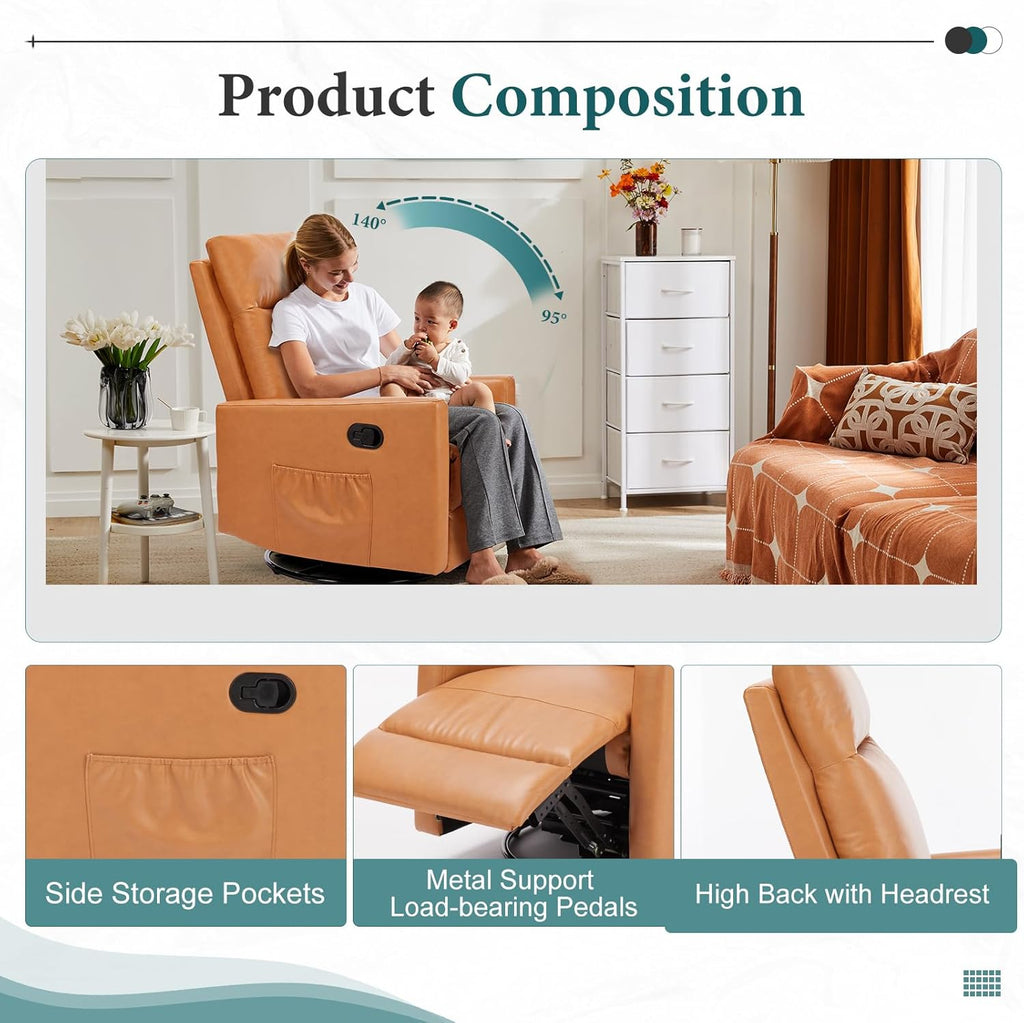 DUMOS Recliner Chair for Adults, Massage Reclining Chair for Living Room, Adjustable Home Theater Seating Single Sofa with Padded Seat Backrest and Footrest, Linen, Grey wourant