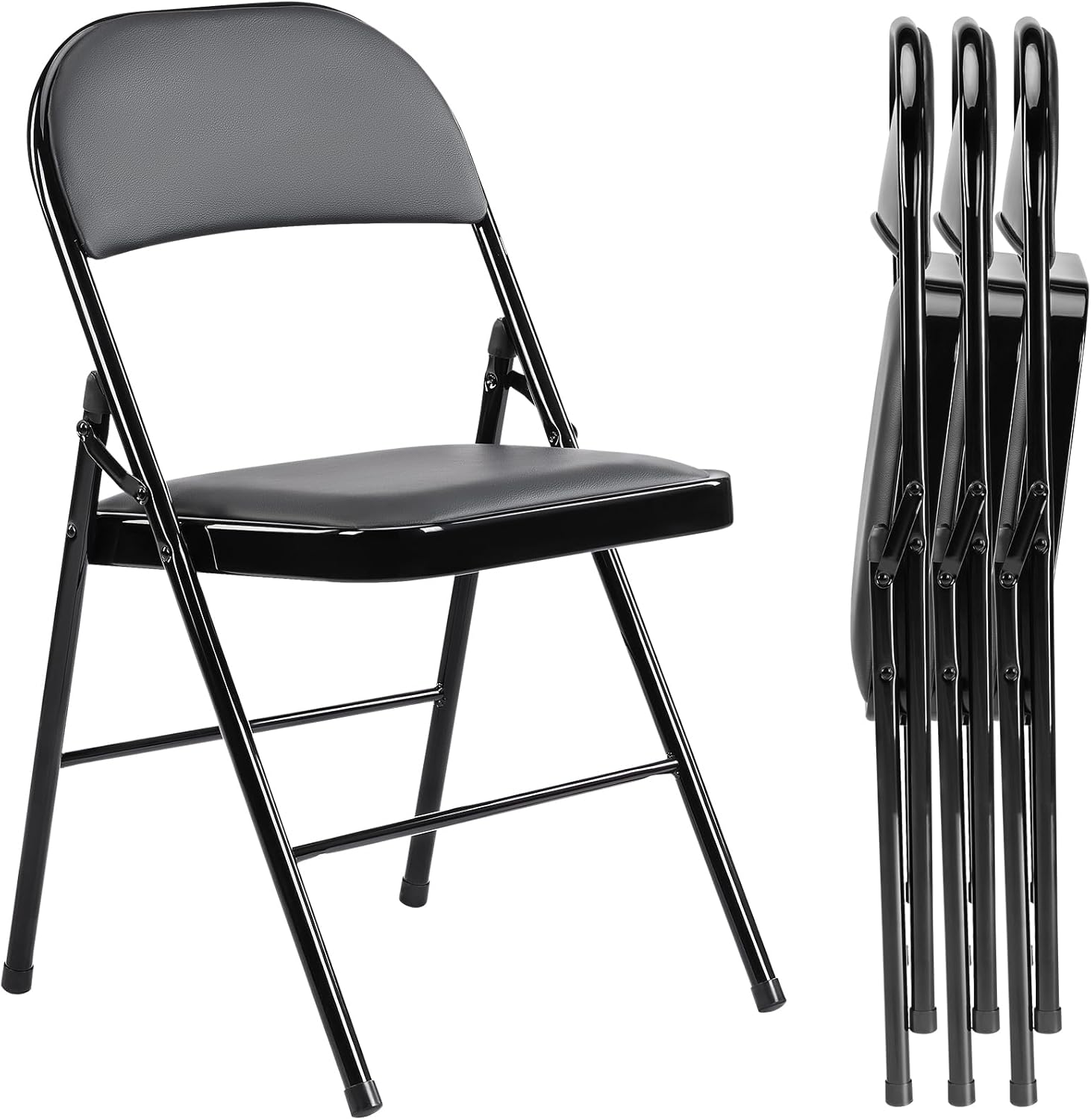 DUMOS 2 Pack Leather Padded Folding Chair, Indoor Outdoor Portable Stackable Commercial Seat wourant