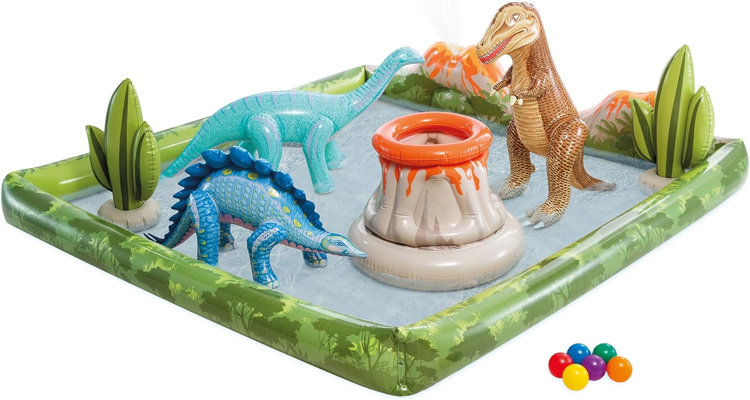 Intex 96" x 78" x 28" Inflatable Jungle Adventure Play Center Spray Kiddie Pool - Backyard Kids Water Slide, Outdoor Blow-Up Splash Pad for Toddlers wourant