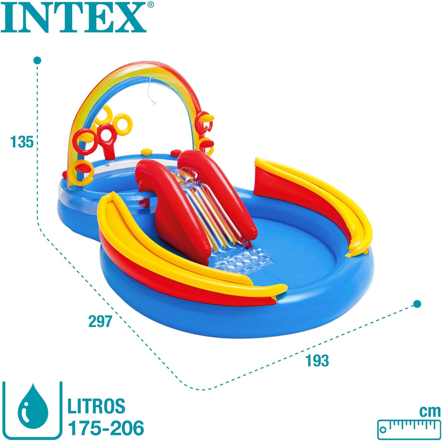 Intex 96" x 78" x 28" Inflatable Jungle Adventure Play Center Spray Kiddie Pool - Backyard Kids Water Slide, Outdoor Blow-Up Splash Pad for Toddlers wourant