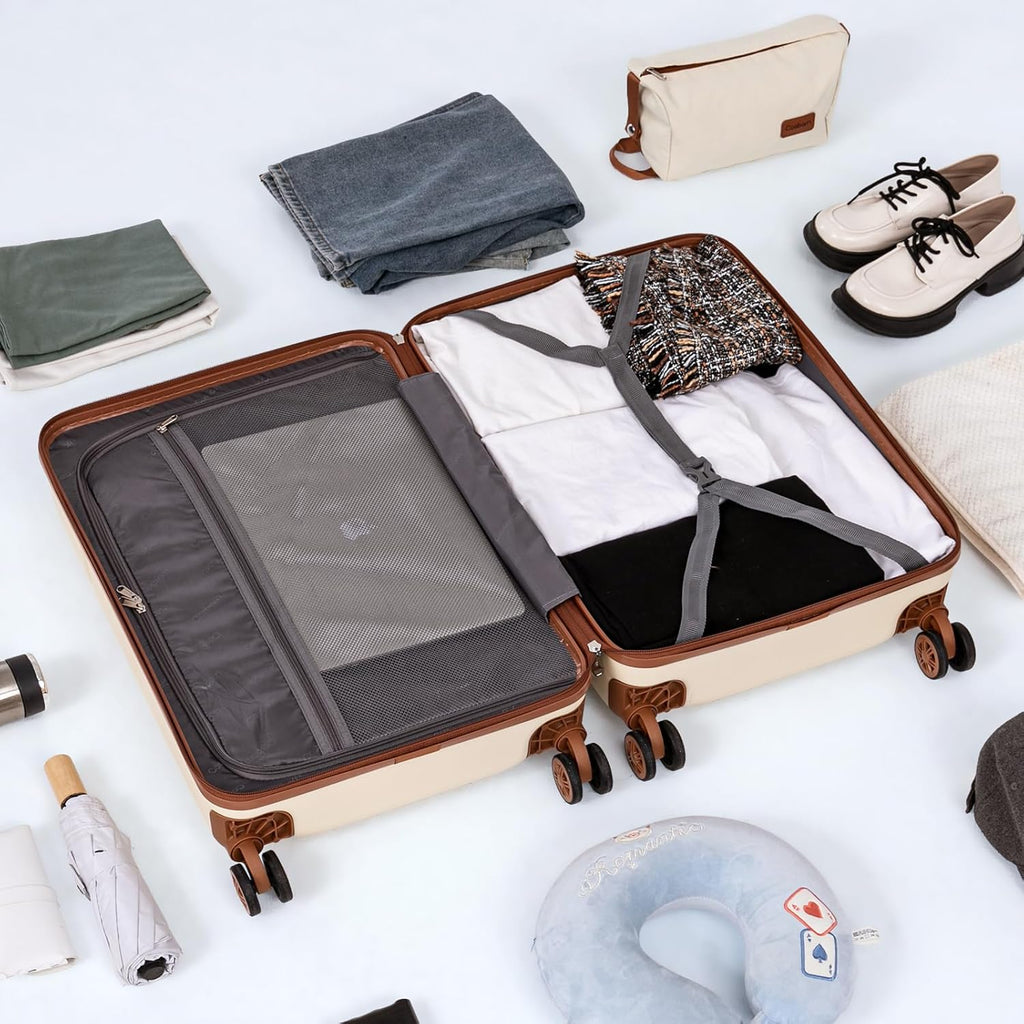 5-Piece Luggage Set with Spinner Wheels, Hard-Shell ABS Luggage Set with Tsa Lock, Lightweight Hard-Shell Waterproof Travel Case, Unisex, Gray wourant