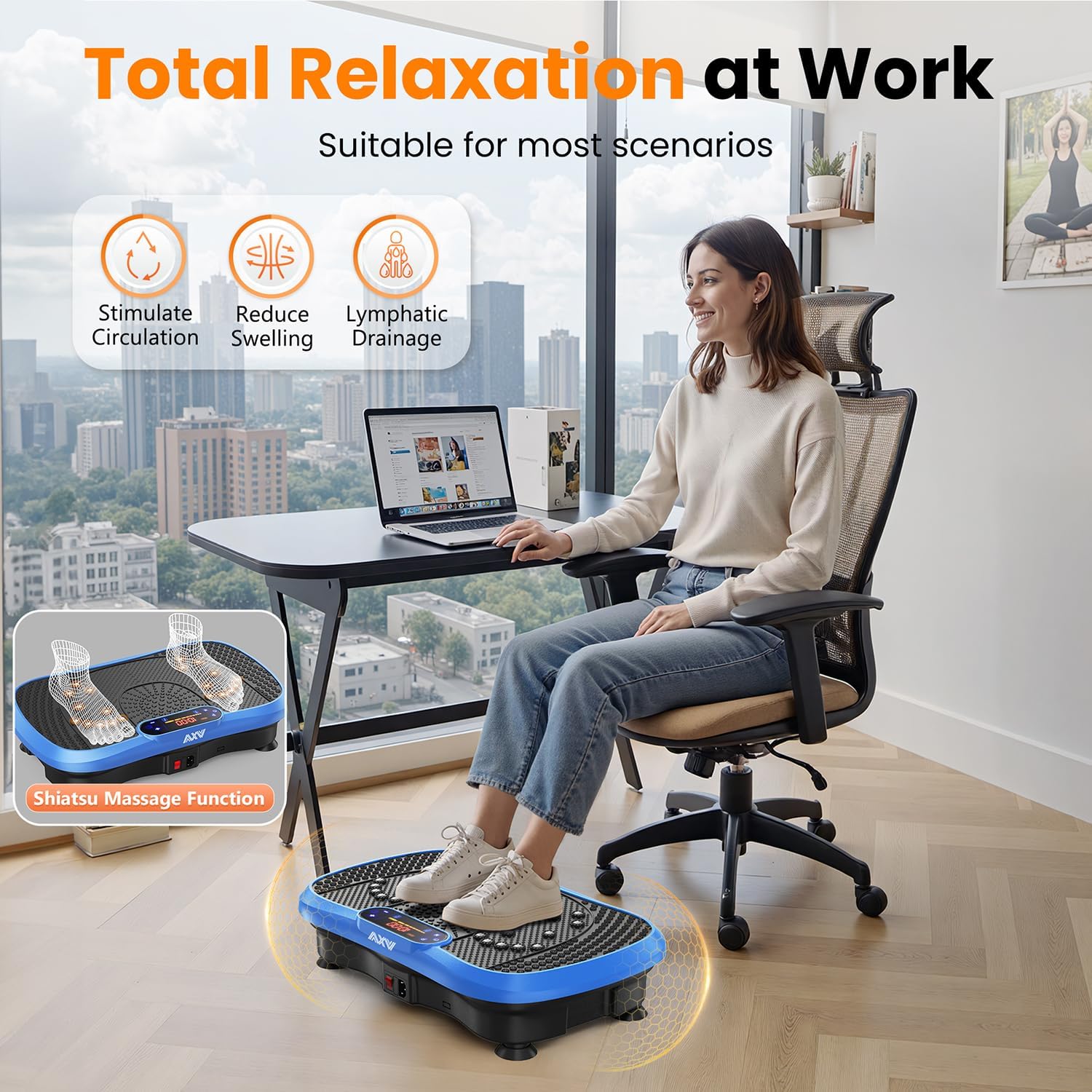 AXV Vibration Plate Fitness Platform Trainer Suitable for men and women to lose weight and burn fat at the gym wourant