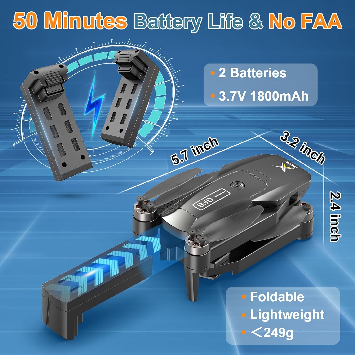 GPS Drones with Camera for Adults 4K, Brushless Motor FPV RC Quadcopter with Auto Return, Follow Me, Headless Mode, 50 Mins Long Flight, Lightweight and Foldable Drone for Beginner wourant