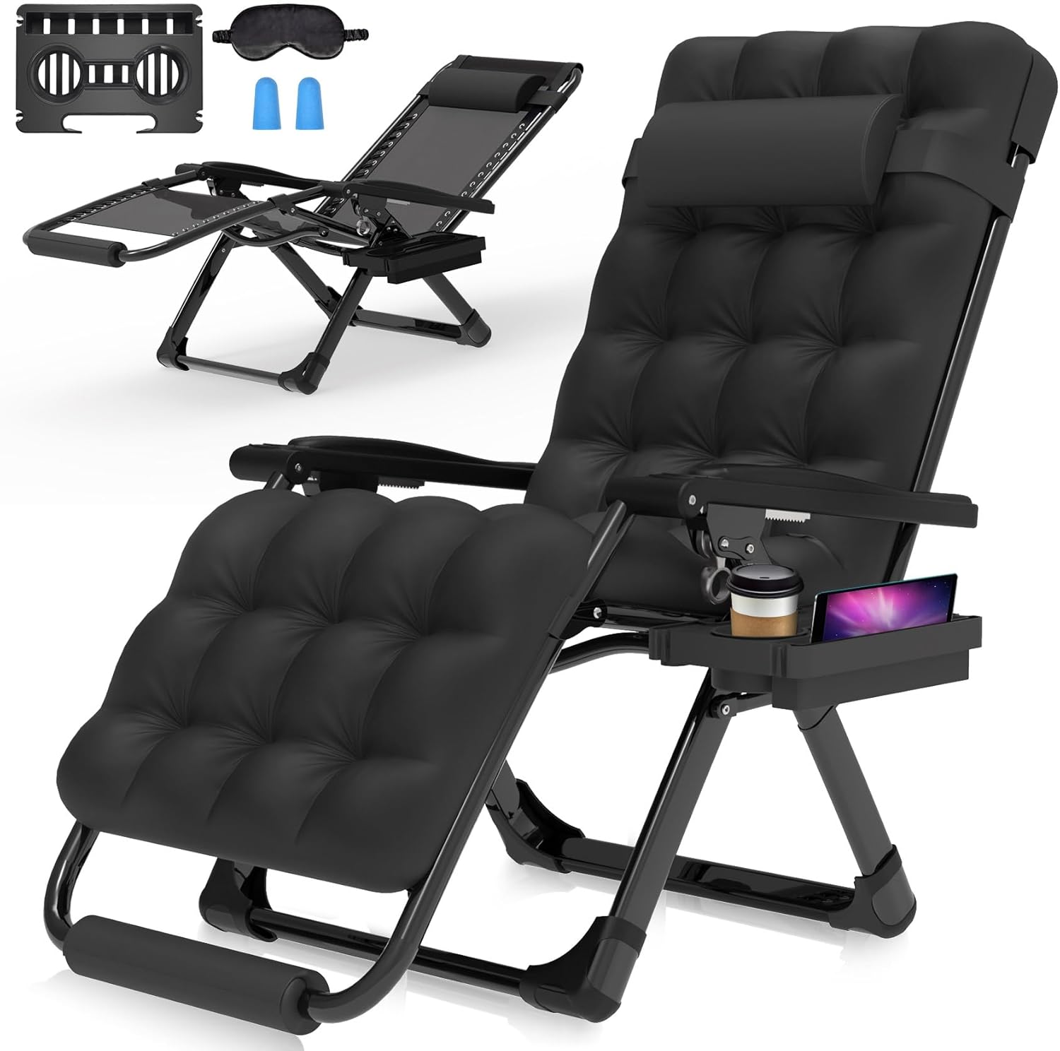 Indoor and outdoor patio chair folding lounge chair zero gravity chair with removable cushion camping lounge chair wourant