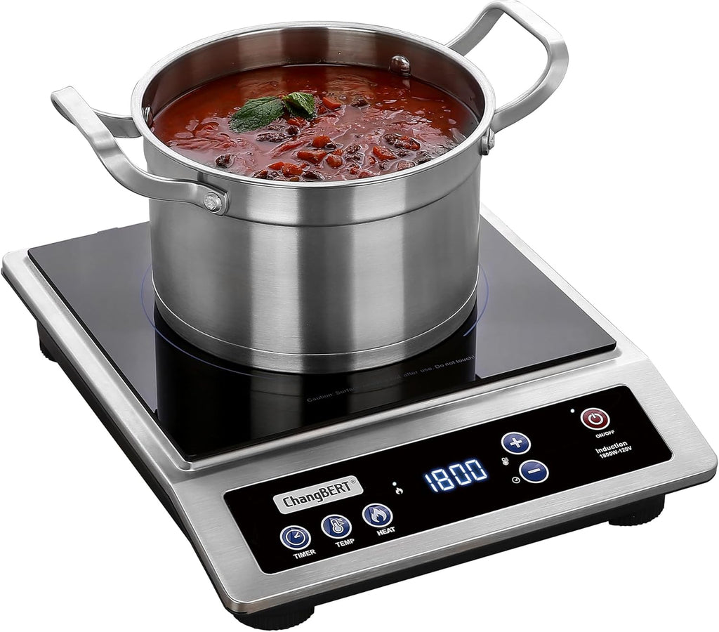 Induction Cooktop Portable Cooker with Large 8-inch Heating Coil Stainless Steel Countertop Burner wourant