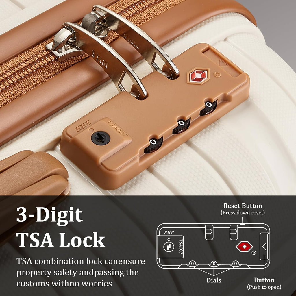 5-piece PP hardshell lightweight travel carry-on luggage set with dual spinner wheels and TSA lock wourant