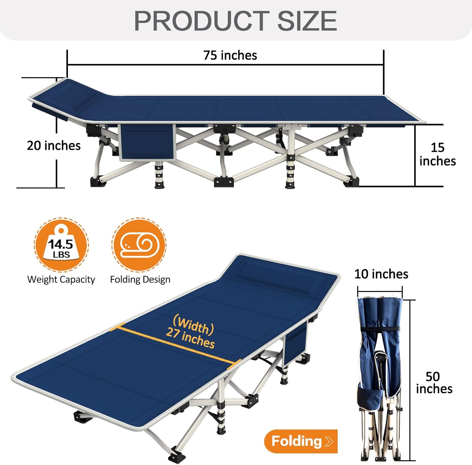 2-pack camping cots with mattresses, comfortable sleeping beds, adult camping cots, 2-person folding beds, heavy-duty sleeping beds wourant