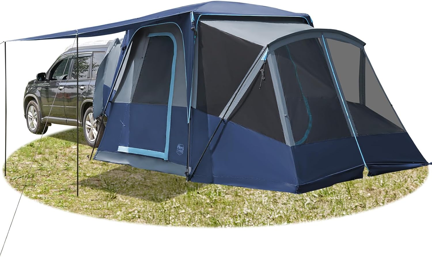 TIMBER RIDGE 5-9 Person SUV Tent with Screen Porch and Awning for Family Camping, Weather Resistant and Portable Van or Car Tent, Includes Rainfly and Storage Bag, 13' W X 10' L X 7.1' H wourant