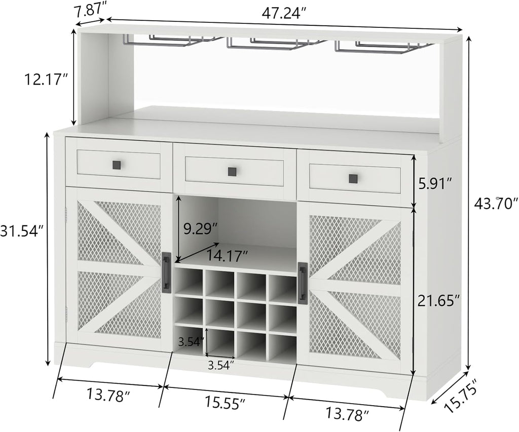 Wine Bar Cabinet with LED Light, Liquor Cabinet with Glass Holder, Coffee Bar for Liquor, Storage Buffet with Wine Racks, Wine Cabinet wourant