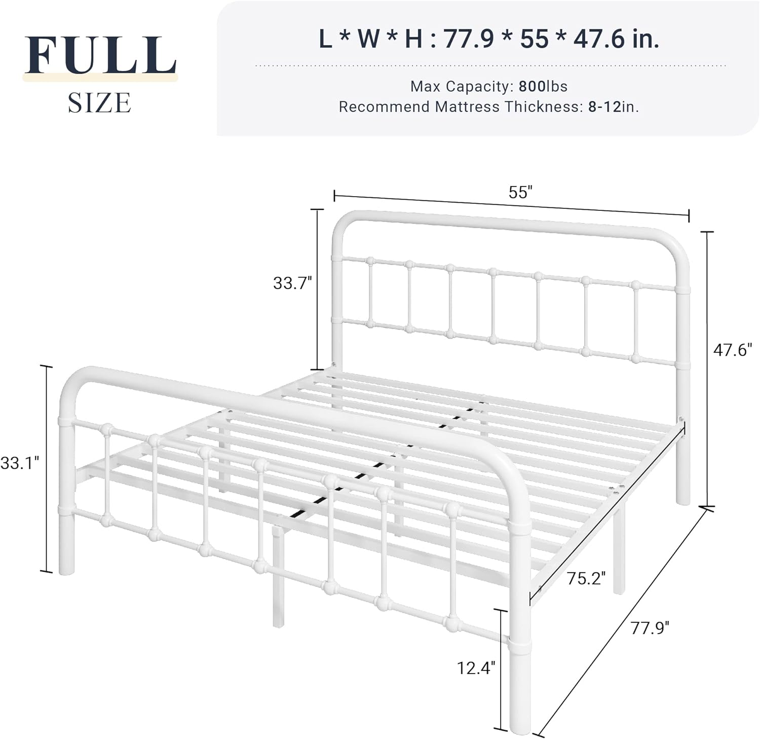 Allewie Queen Size Metal Platform Bed Frame with Victorian Style Wrought Iron-Art Headboard wourant