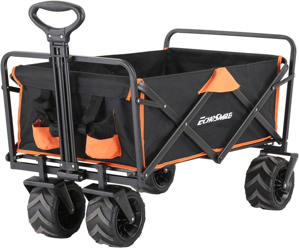 Heavy Duty 350 lb Capacity Foldable Caravan, Outdoor Folding Camping Caravan, Portable Grocery Cart, Adjustable Rolling Cart wourant