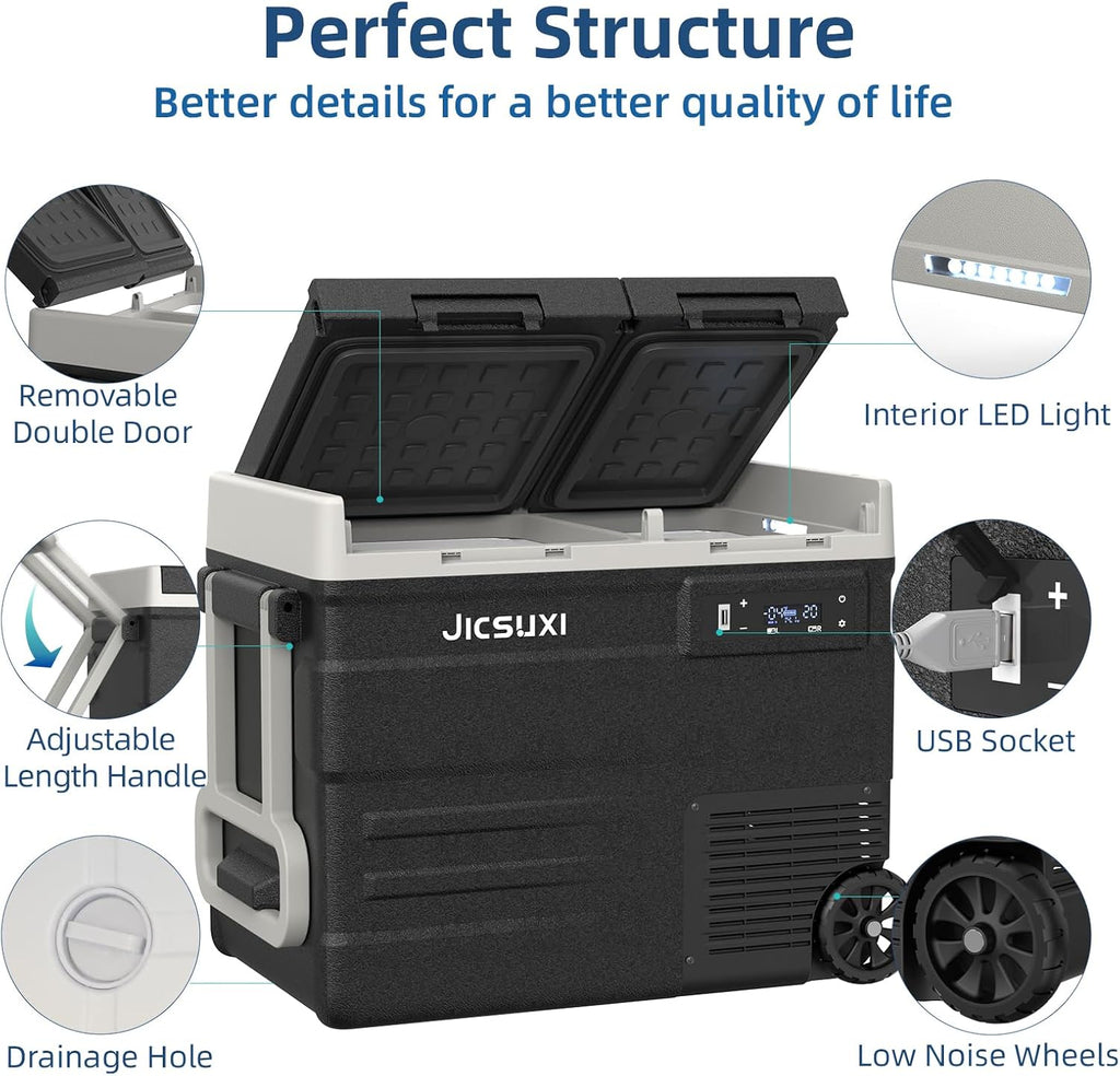 12V Car Refrigerator, 17 Quart Portable Freezer 12 Car Fridge (-4F~68F) Compressor Electric Cooler with 12/24V DC 110-240V AC, APP Control For Car Truck RV Camping, Travel Outdoor Home wourant