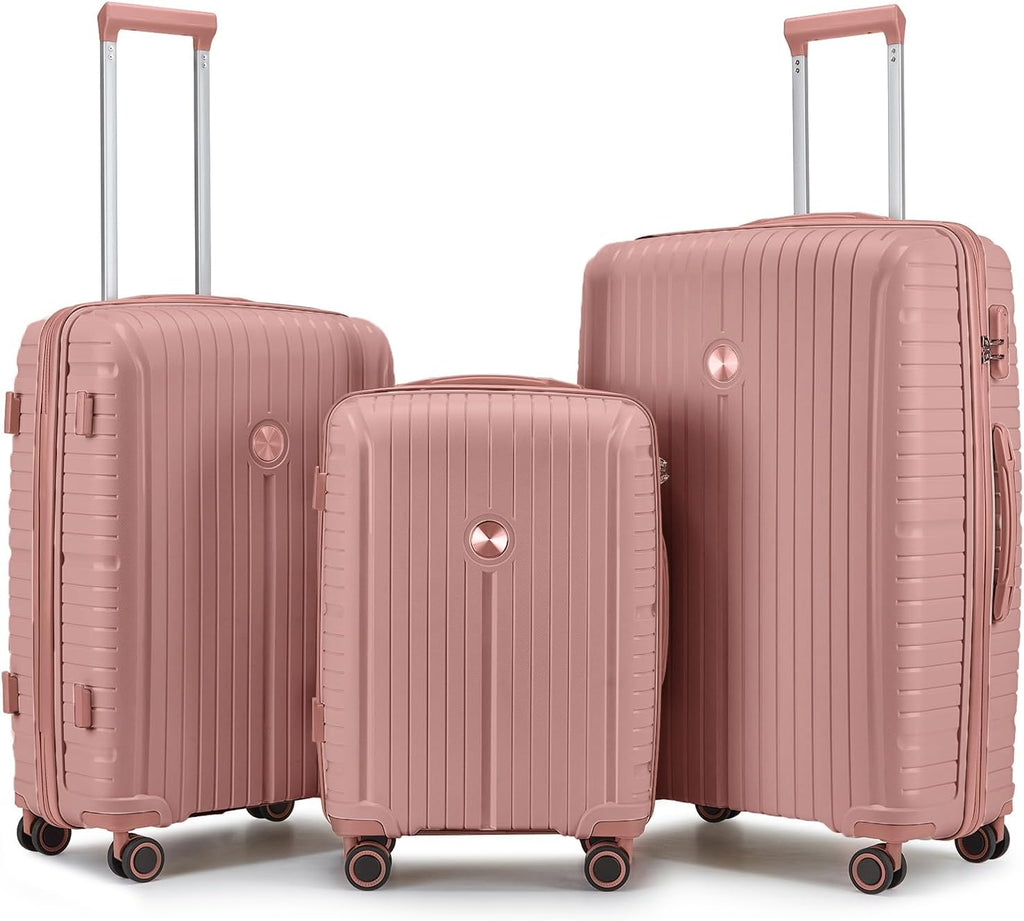 5-piece PP hardshell lightweight travel carry-on luggage set with dual spinner wheels and TSA lock wourant