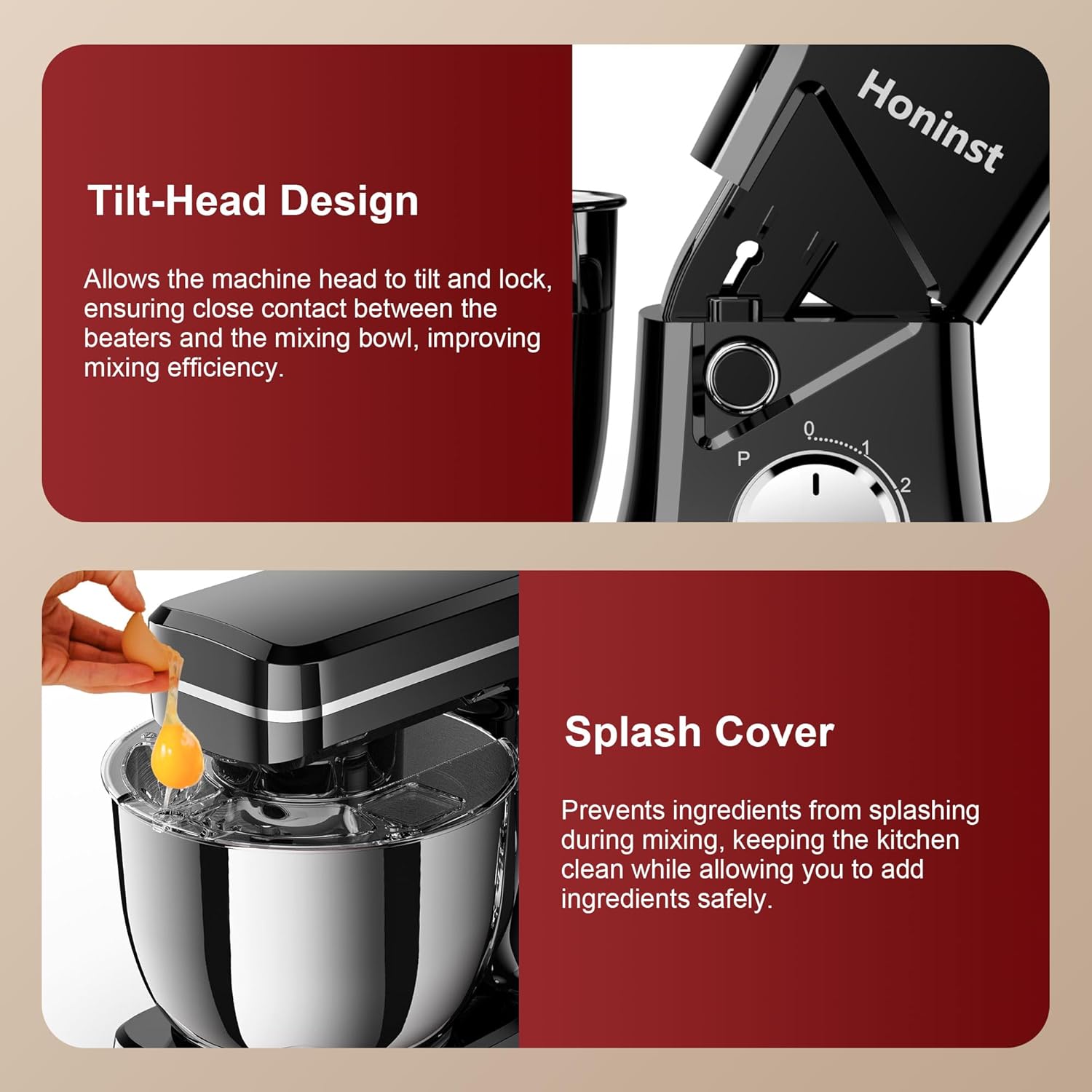 10-Speed Stand Mixer with 8-in-1 Splash Guard, Tilt Head, 6-Quart Stainless Steel Bowl + Dishwasher-Safe Dough Hook/Whisk/Blender/Scraper wourant