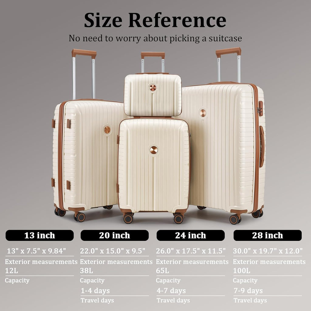 5-piece PP hardshell lightweight travel carry-on luggage set with dual spinner wheels and TSA lock wourant