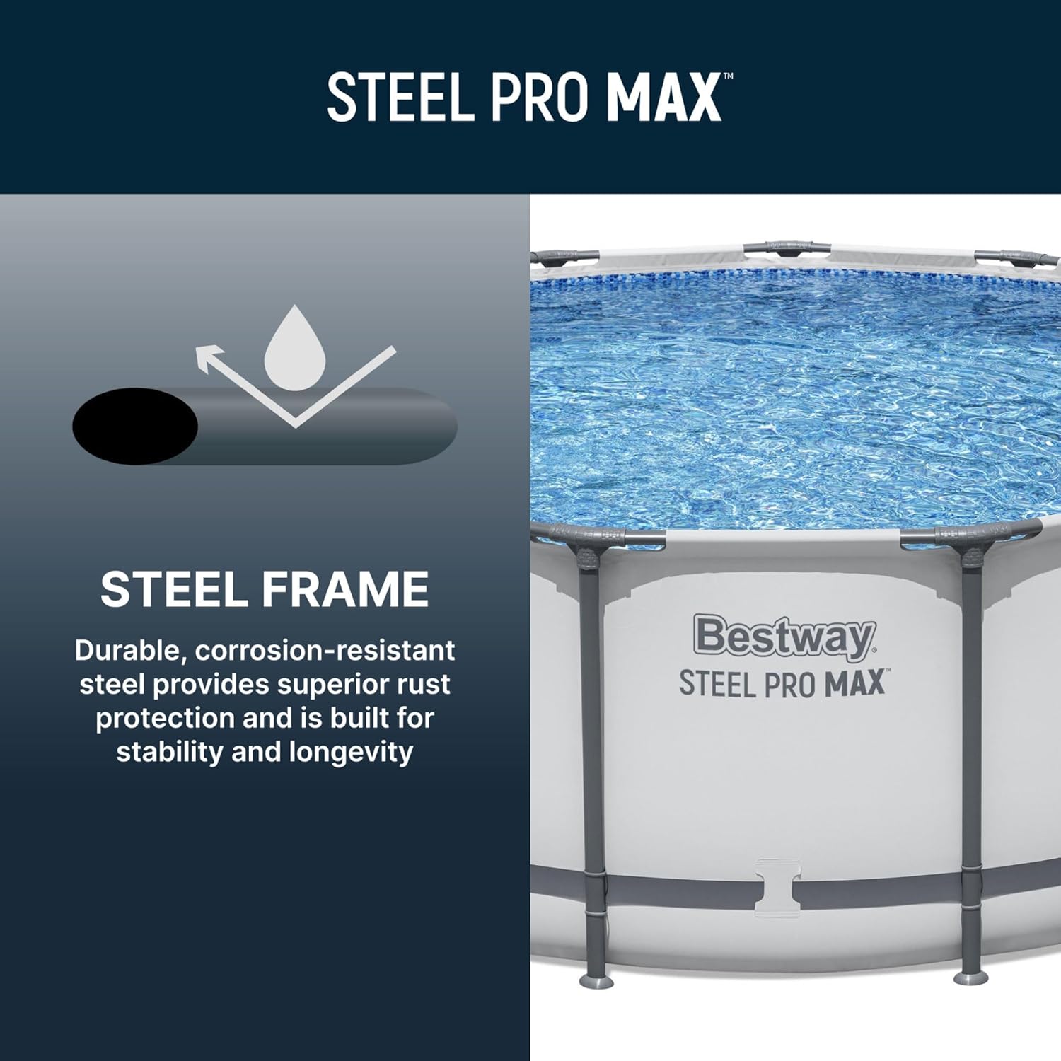 Steel Pro MAX 14 Foot x 48 Inch Round Metal Frame Above Ground Outdoor Swimming Pool Set with 1,000 Filter Pump, Ladder, and Cover, Gray wourant