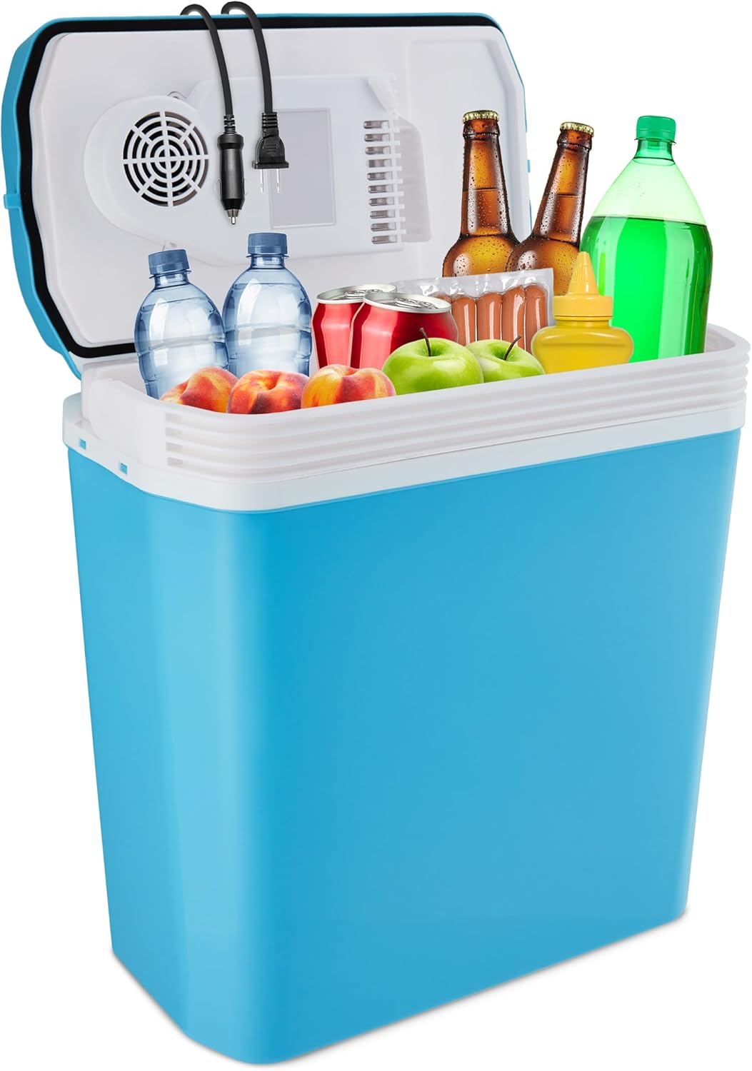 Electric Cooler & Warmer with Handle | 24 L Portable Thermoelectric Fridge for Vehicles & Trucks| 110V AC Home Power Cord & 12V Car Adapter for Camping wourant