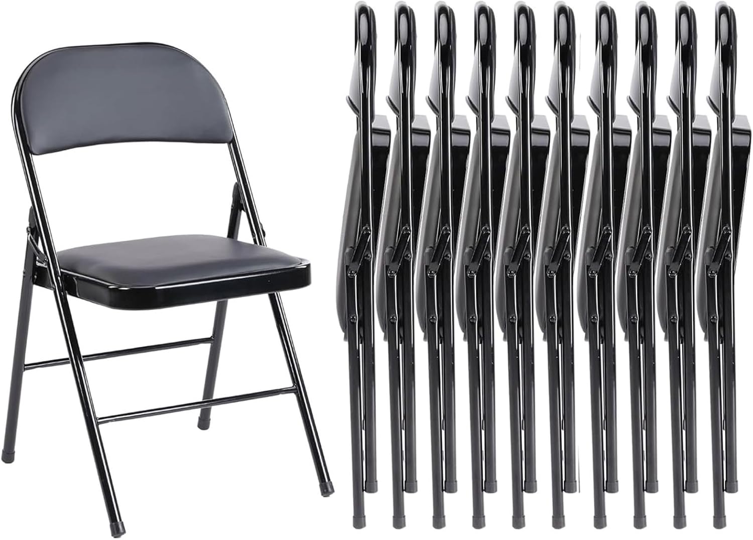 Sweetcrispy Folding Chair 12 Pack, Leather Padded Folding Chairs, Sturdy Metal Foldable Chairs wourant
