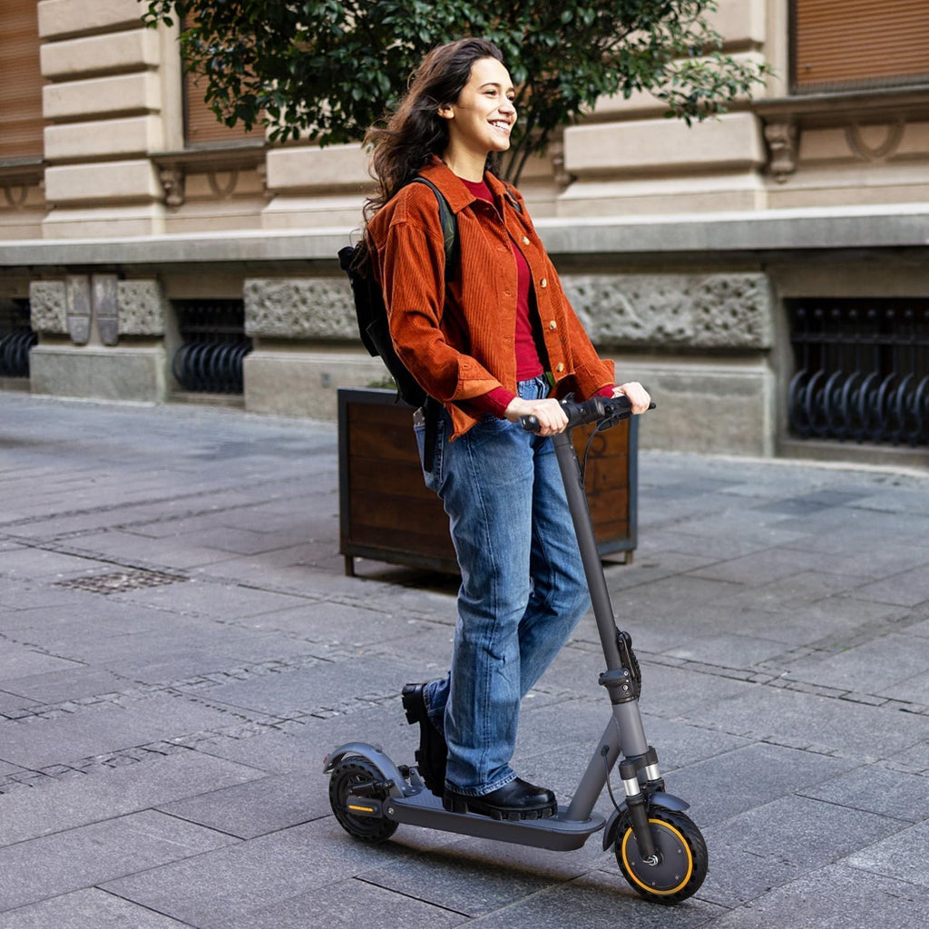 Electric Scooter, 350W/500W Powerful Motor, 8.5"/10" Solid Tires, 19/22Mph, 28/21/12 Miles Range,Dual Braking wourant