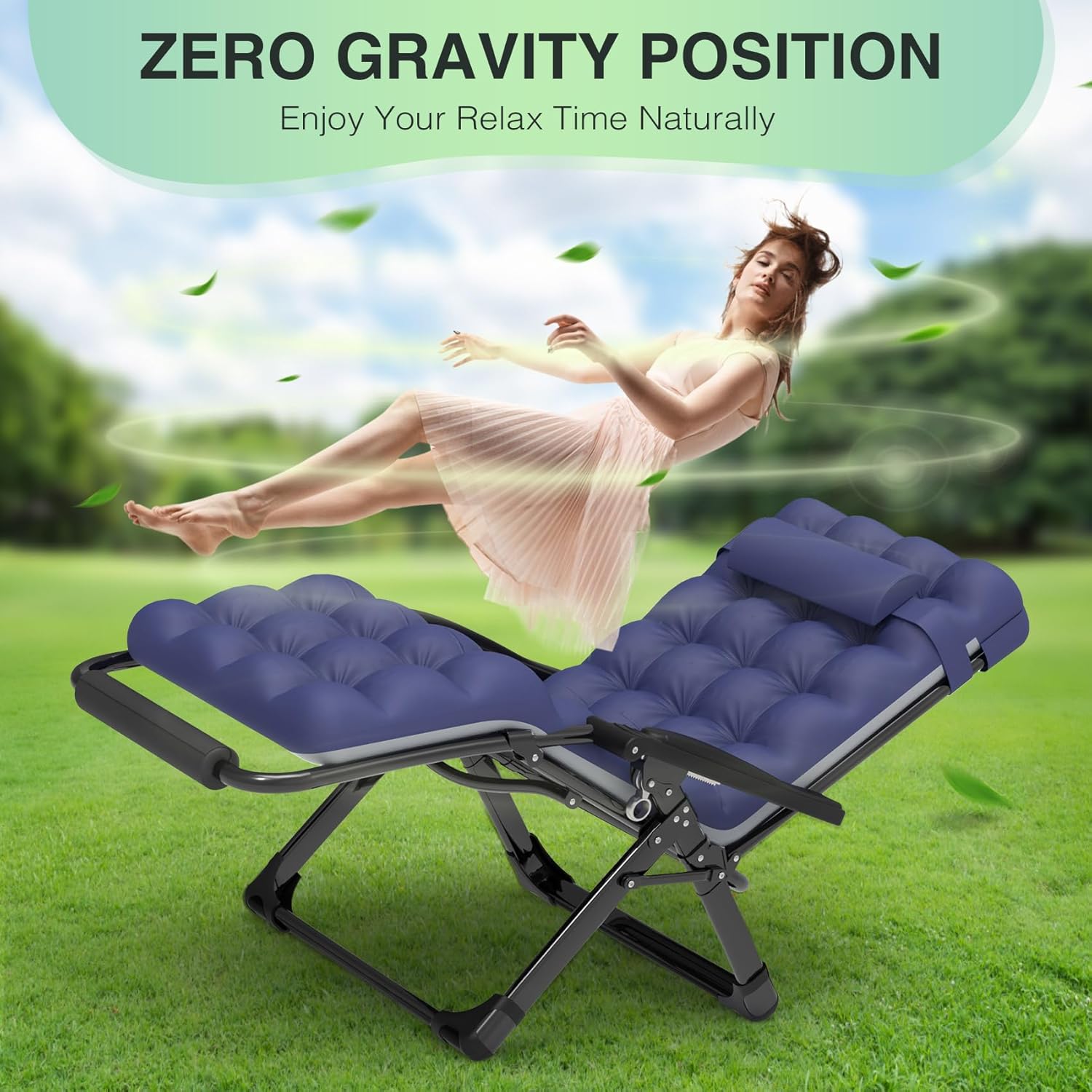 Indoor and outdoor patio chair folding lounge chair zero gravity chair with removable cushion camping lounge chair wourant