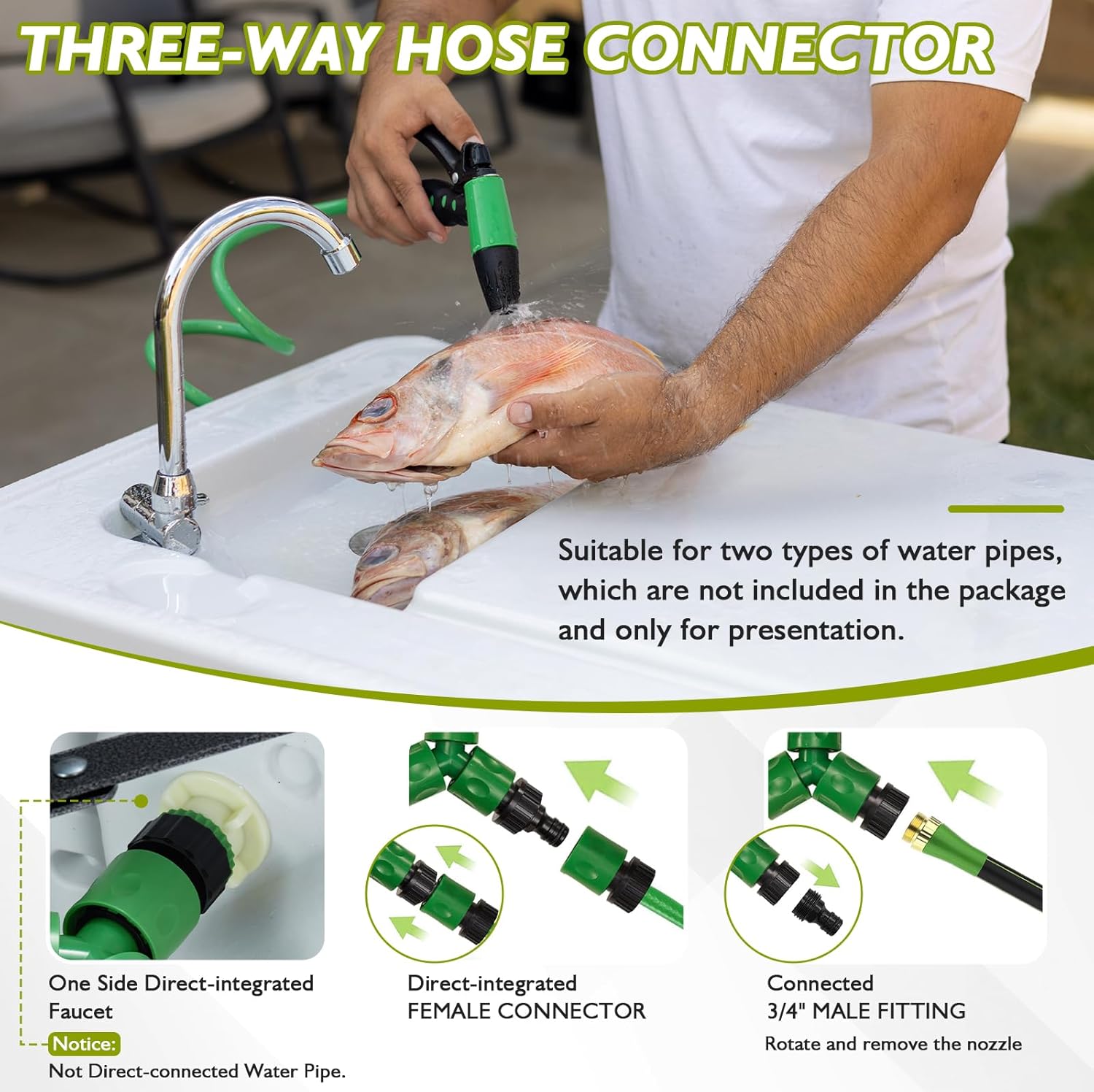 Folding Fish Cleaning Table Portable Camping Sink Table with Faucet Drain Hose and Sprayer Outdoor Fish Fillet Cleaning Station wourant