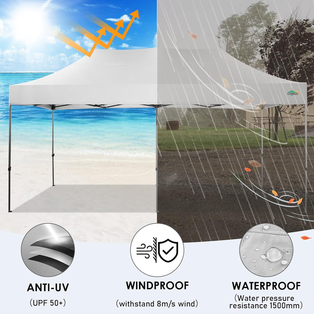 COBIZI 10x20 Heavy Duty Pop up Canopy Tent with 6 sidewalls Easy Up Commercial Outdoor Canopy Wedding Party Tents for Parties All Season Wind & Waterproof Gazebo with Roller Bag,Black(Frame Thickened) wourant