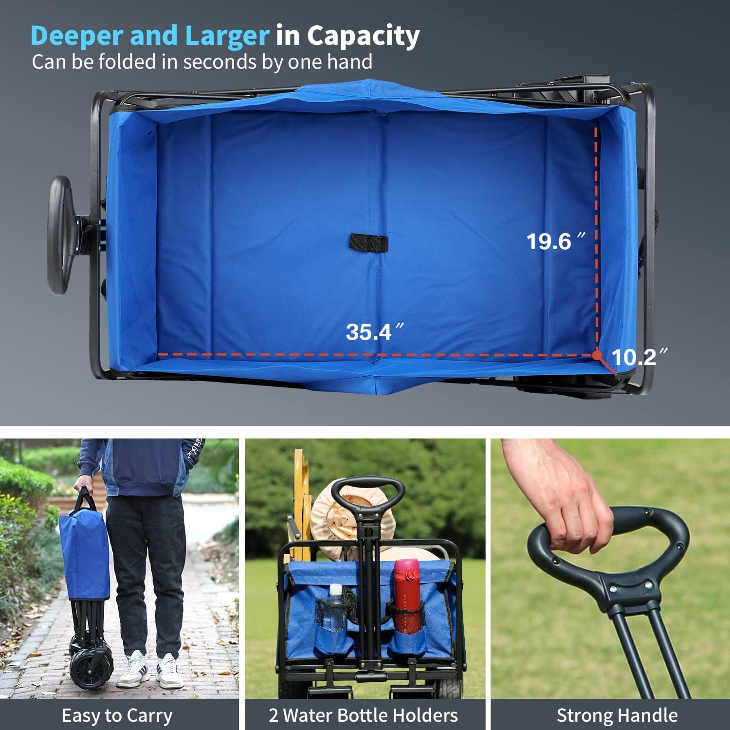 Heavy Duty 350 lb Capacity Foldable Caravan, Outdoor Folding Camping Caravan, Portable Grocery Cart, Adjustable Rolling Cart wourant