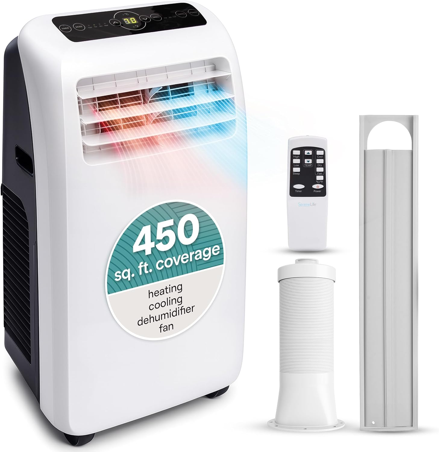 SereneLife Portable Air Conditioner With Heat Built-in Dehumidifier 10,000 BTU Portable Heater wourant