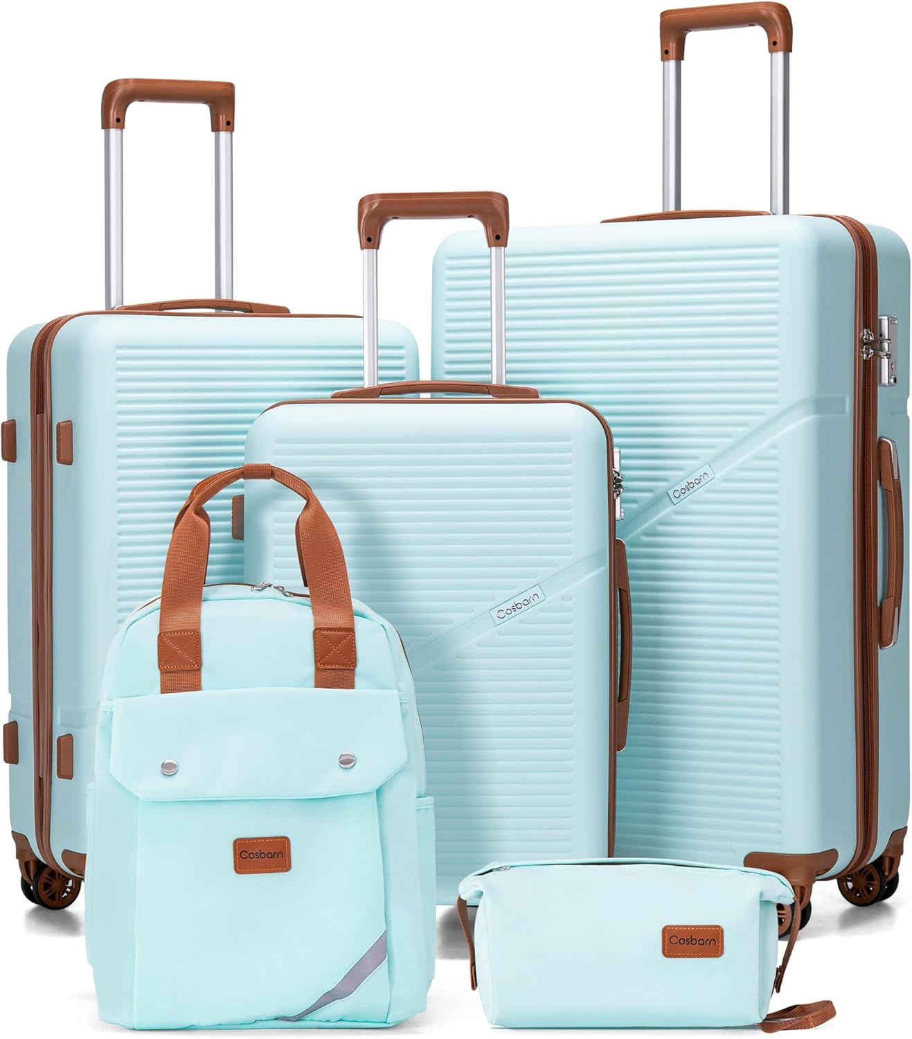 5-Piece Luggage Set with Spinner Wheels, Hard-Shell ABS Luggage Set with Tsa Lock, Lightweight Hard-Shell Waterproof Travel Case, Unisex, Gray wourant