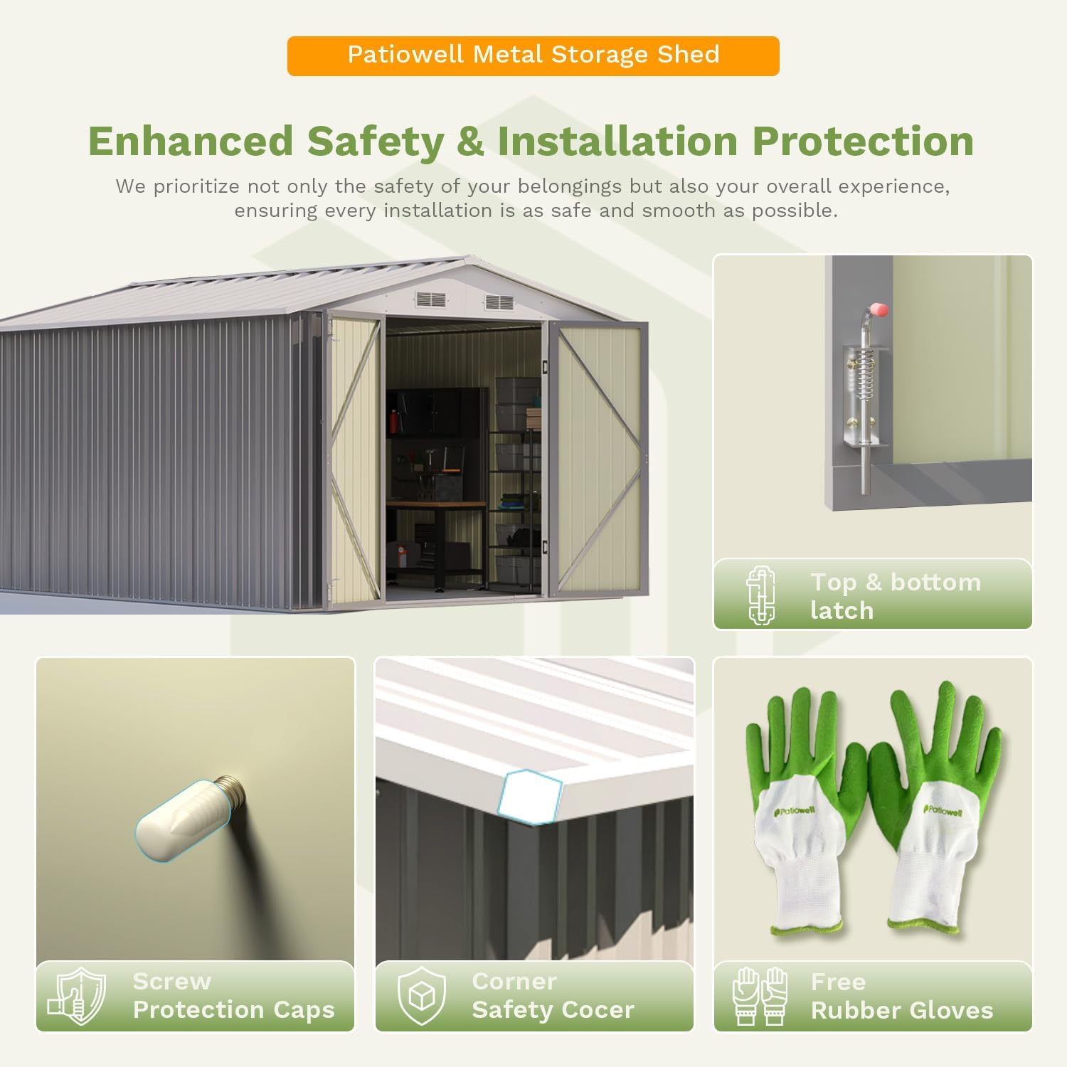 Patiowell 5x3 FT Outdoor Storage Shed Tool Shed with Sloping Roof and Lockable Door Metal Shed wourant
