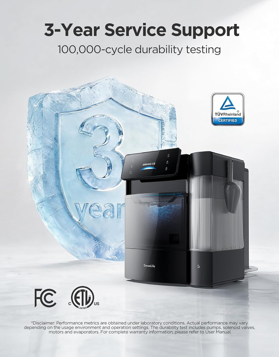 GoveeLife Smart Nugget Ice Maker Pro, 60lbs Daily, 6-Minute First Ice, 40dB Ultra-Quiet with AI NoiseGuard, App & Voice Control, Self-Clean, 3.5lbs Basket & Dual Water Tanks, for Home Kitchen, Party woonhhop