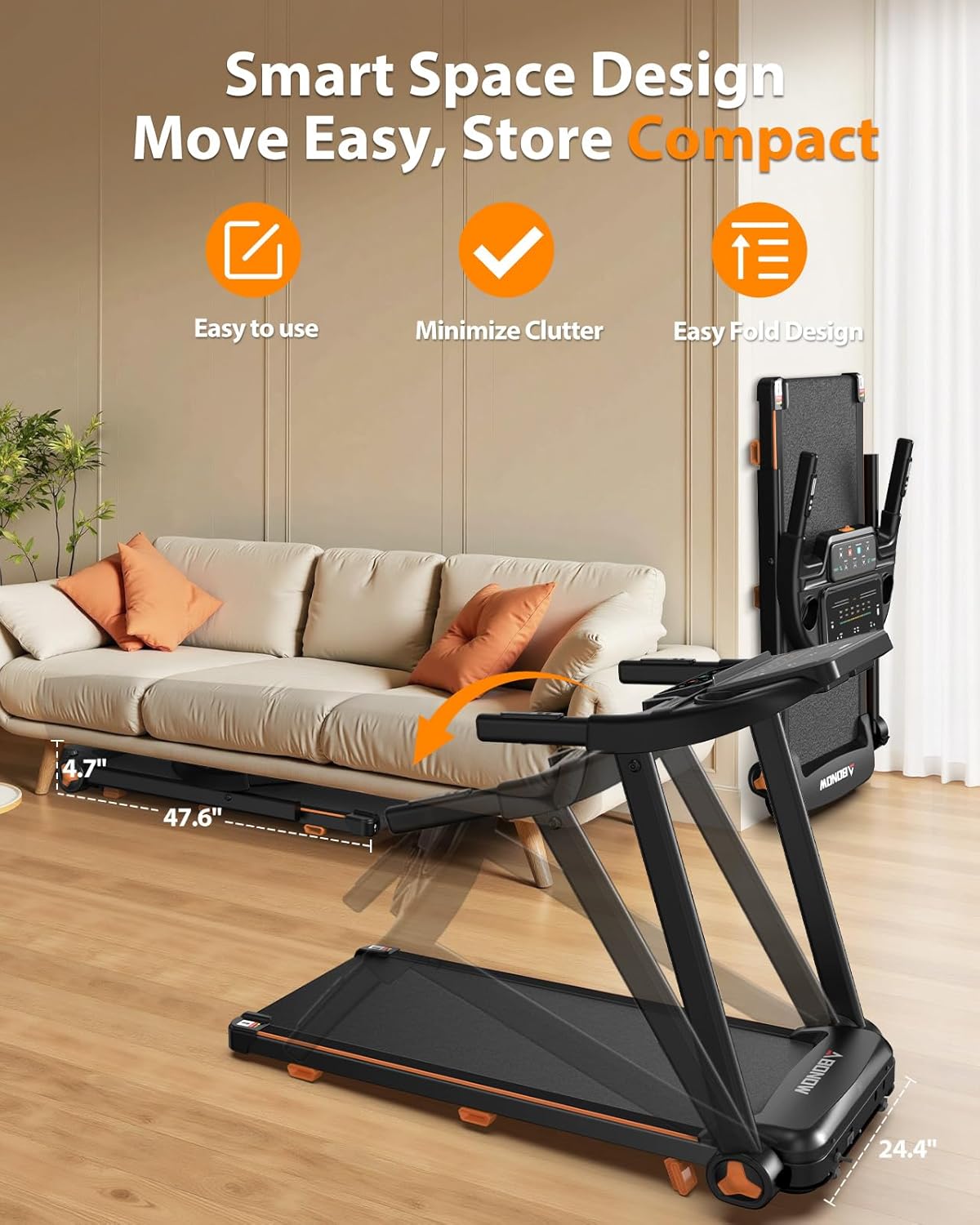 Foldable Treadmill for Home with Incline Extra Large Dual LED Screen Home Office Treadmills wourant