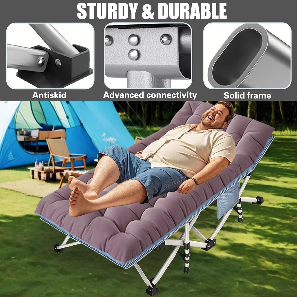 2 Pack Camping Cot with Mattress Comfortable Sleeping Cot Camping Cots for Adults 2 Person Folding Cot Heavy Duty Cots for Sleeping with Carry Bag Outdoor Indoor Home Vacation wourant