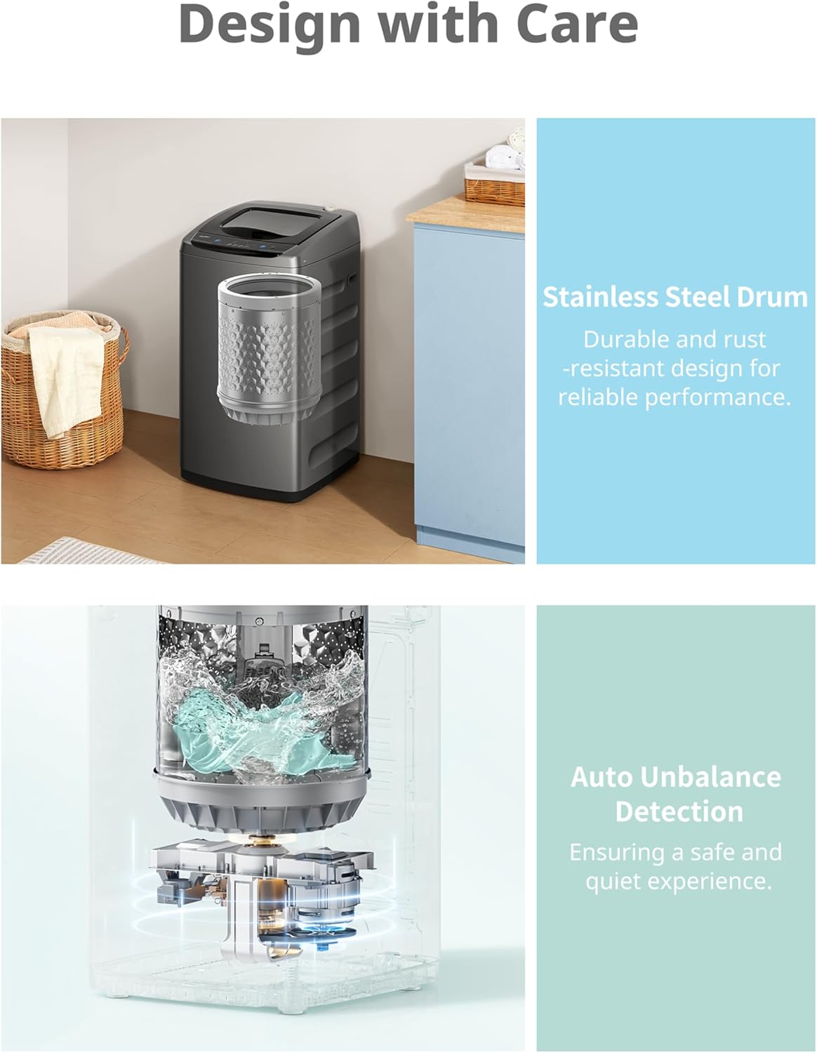 Comfee Portable Washing Machine, 0.9 cu.ft Compact Washer With LED Display, 5 Wash Cycles, 2 Built-in Rollers, Space Saving Full-Automatic Washer wourant