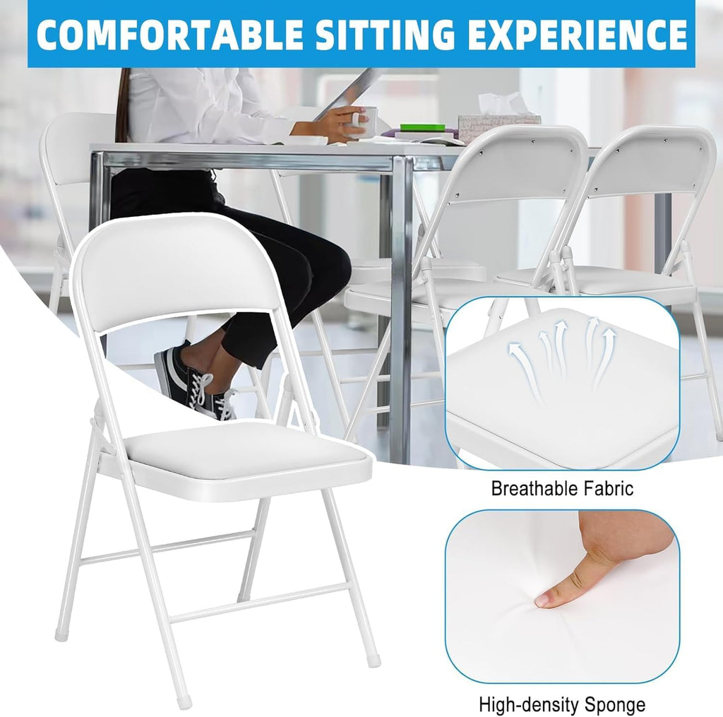 6 Pack Black Folding Chairs with Leather Chairs for Indoor and Outdoor Events Office Wedding Party Upholstered Chairs wourant
