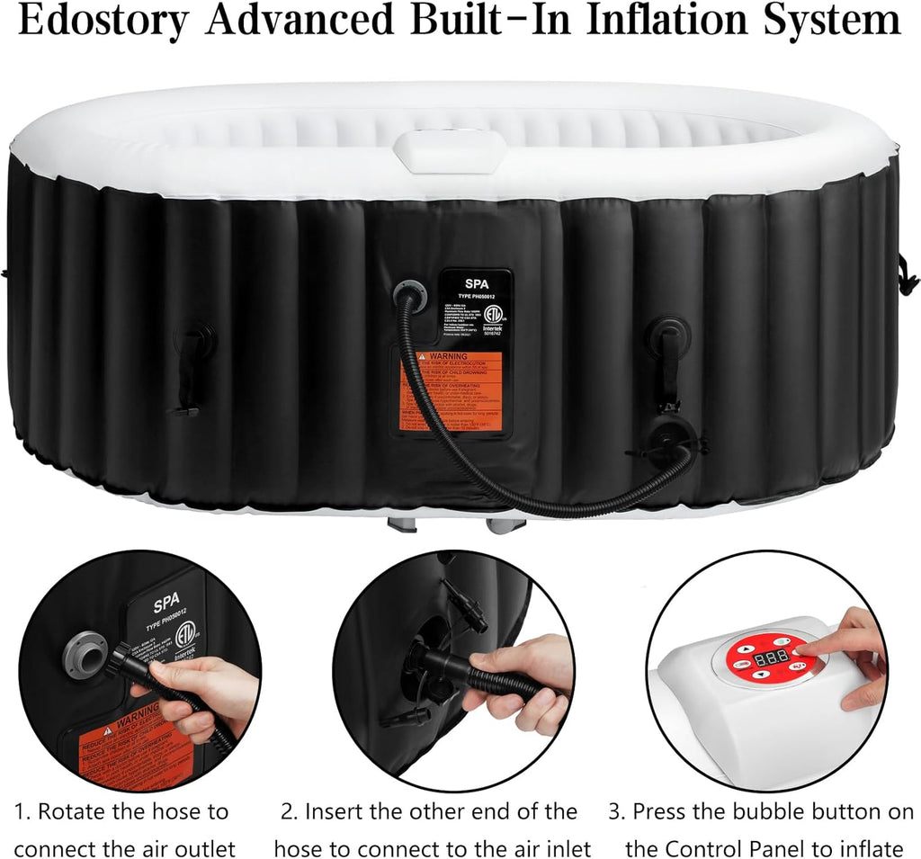 Edostory Hot Tub Inflatable Portable Oval Spa 2 Person Hot Tub with 90 Bubble Jets wourant