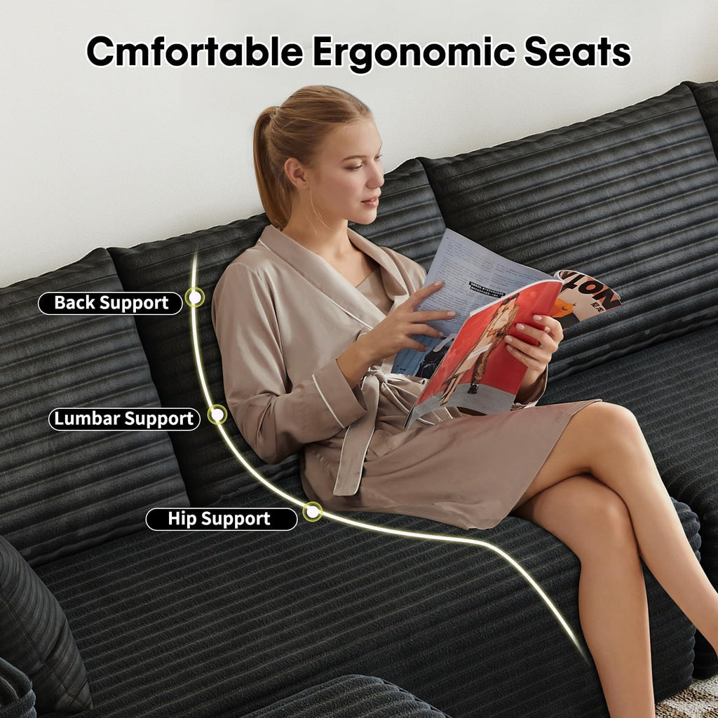 107.5" Cloud Modular Sectional Sofa Couch with L-Shape Chaise,Modern Minimalist Upholstered Couches wourant