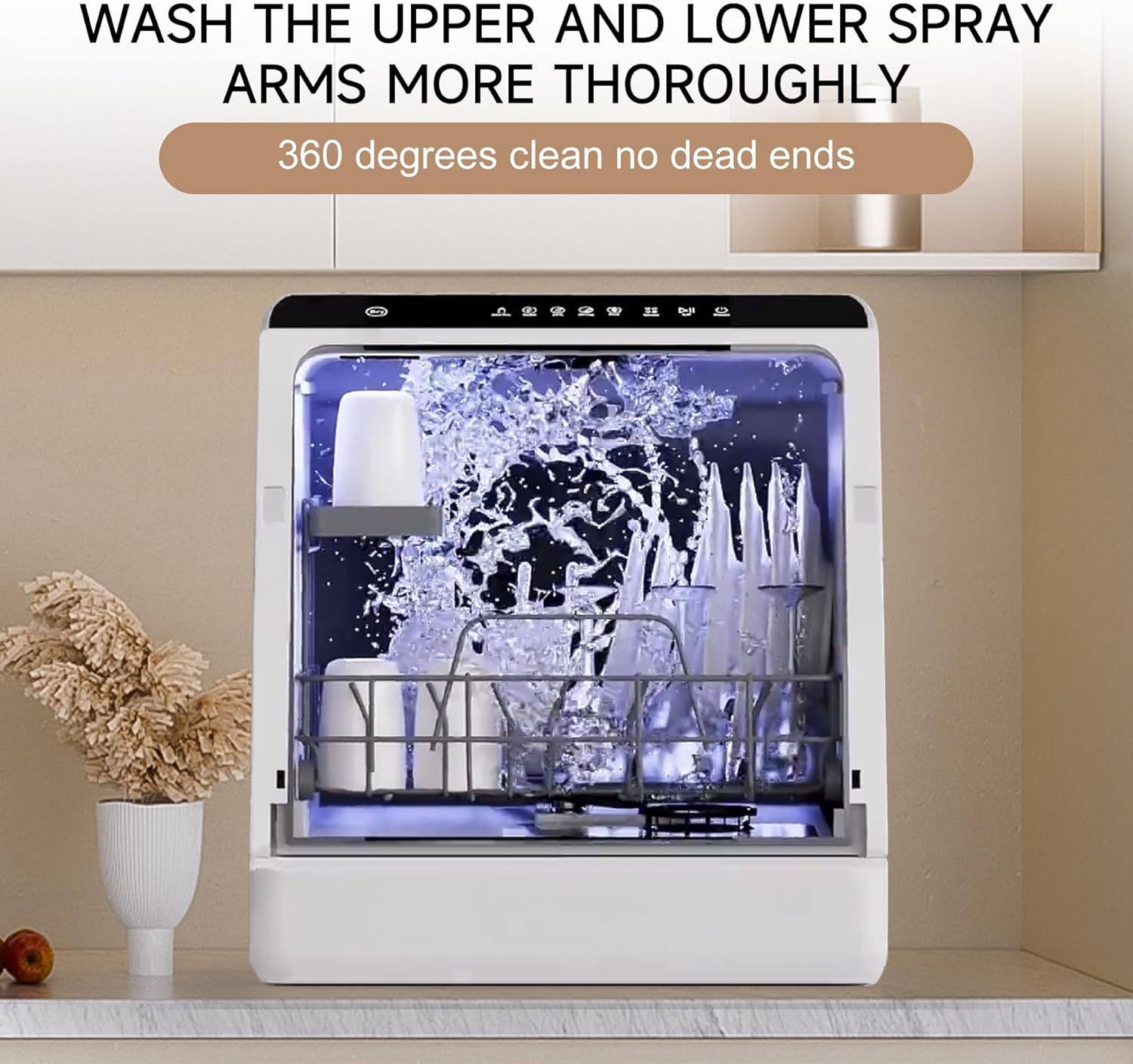 Mini dishwasher countertop .Compact Dishwasher with drying.Double spray arms. Portable Countertop Dishwasher With Water Tank, 6 wash programs, .Lavavajillas portatil can wash baby bottles. wourant
