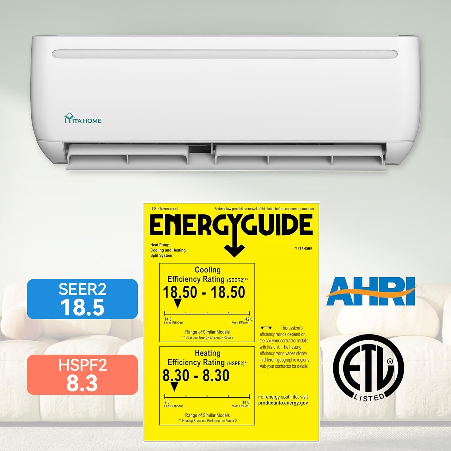 12000 BTU Mini Split Air Conditioner Heat Pump System, Wifi Enabled 20 SEER2 115V Inverter Ductless AC Cool Up to 750 Sq. Ft, Compatible with Alexa, Complete Installation Kit, White wourant