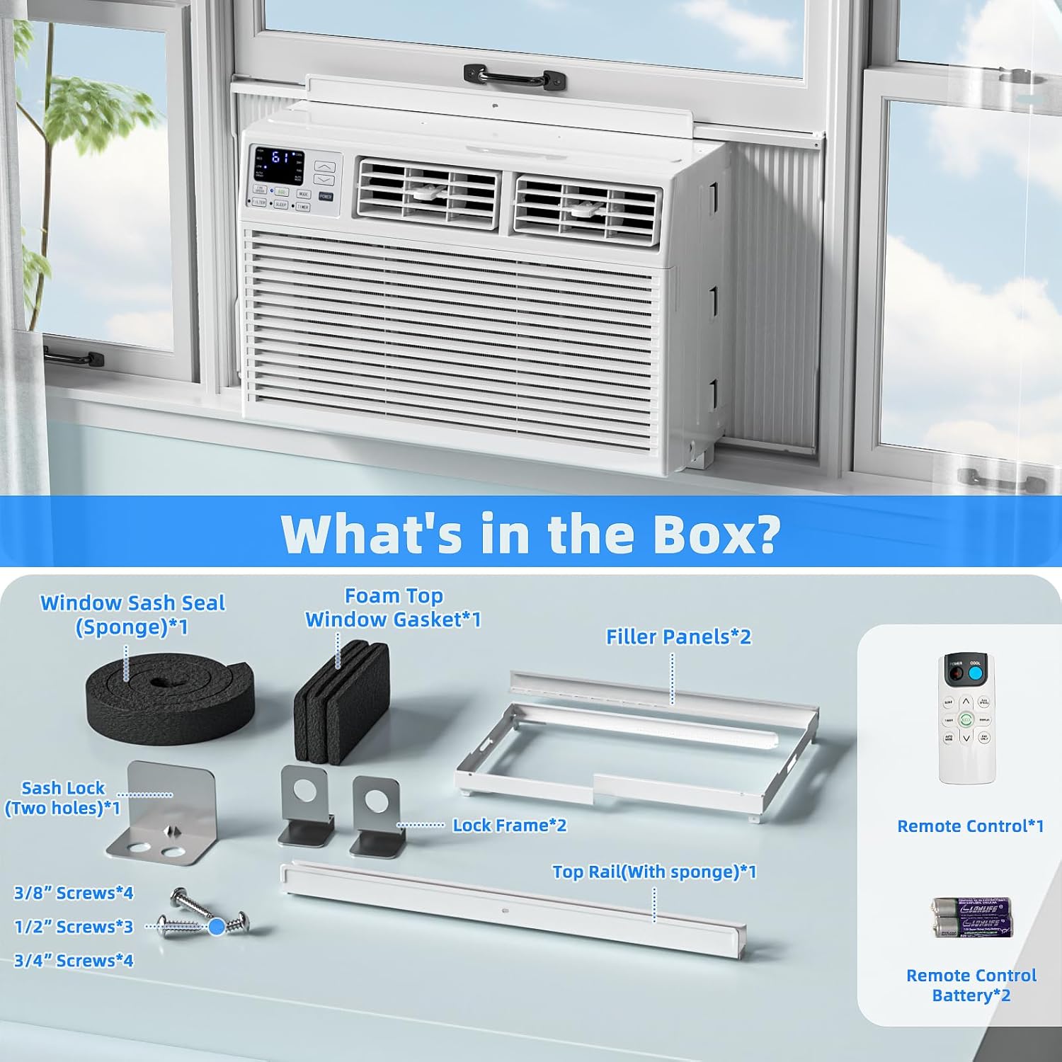 Antarctic Star 12,000 BTU U-Shaped Window Air Conditioner Unit Cools up to 550 Sq.Ft. with 6 Modes 24H Timer, Ultra Quiet Window AC Units wourant
