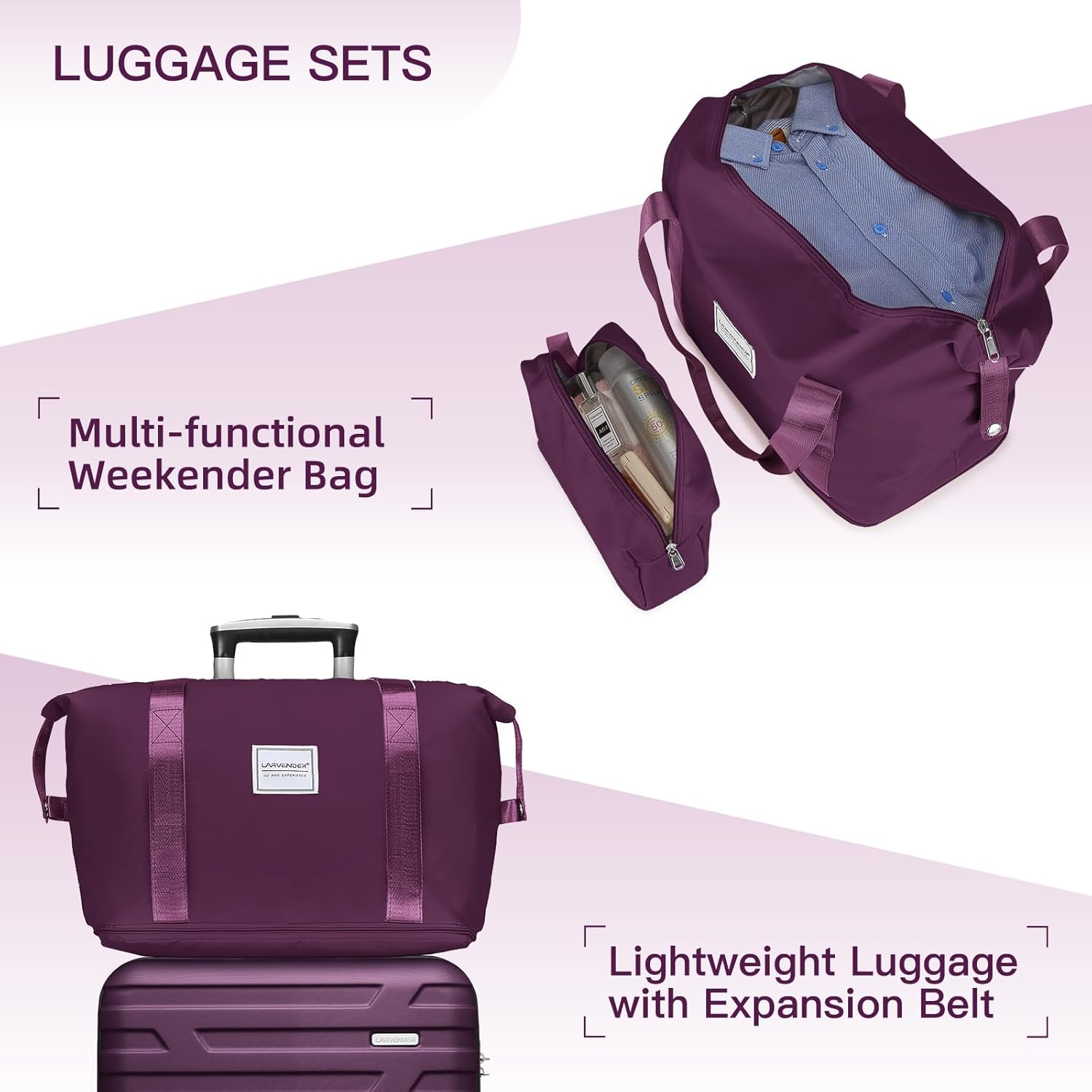 Luggage 6-piece hardshell expandable suitcase lightweight travel carry-on luggage set wourant