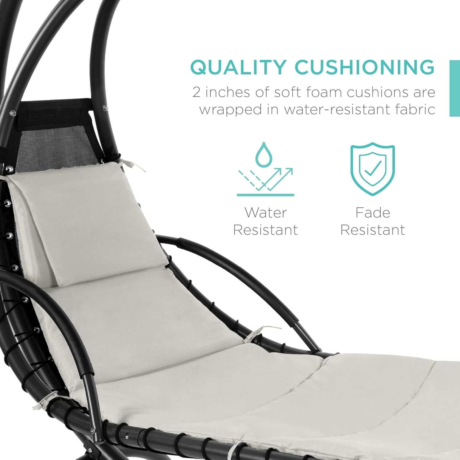 Best Choice Products Outdoor Hanging Curved Steel Chaise Lounge Chair Swing w/Built-in Pillow and Removable Canopy - Teal wourant