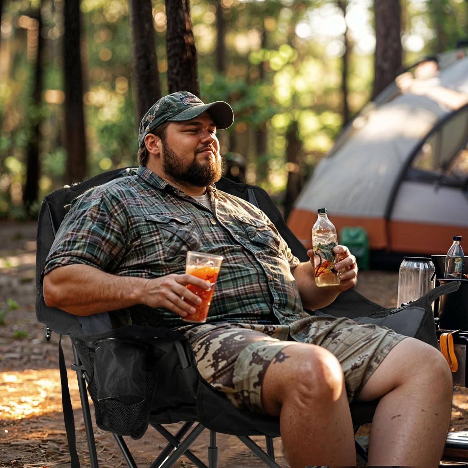 Extra Large Double Camping Chair - 2 Person Comfortable Sofa Chair Adult Loveseat - Heavy Duty Lawn Chair wourant