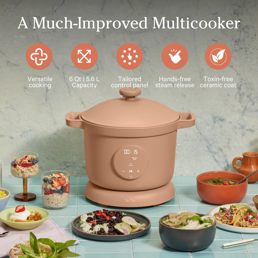 Our Place Dream Cooker | 6-quart Multicooker | 4 Versatile Modes | Pressure Cook, Slow Cook, Sear & Saute, Keep Warm | Hands-Free Steam Release | Tailored Control Panel | Steam wourant