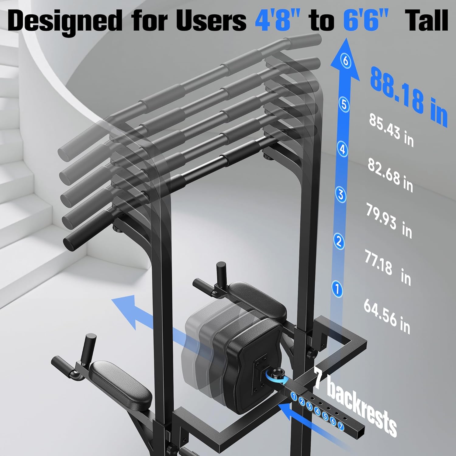 Sportsroyals Power Tower Pulp Up Bar Station, 450 lbs stable suspended immersion tilt station wourant