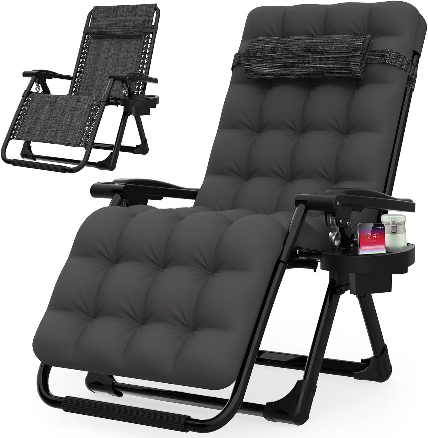 Indoor and outdoor patio chair folding lounge chair zero gravity chair with removable cushion camping lounge chair wourant