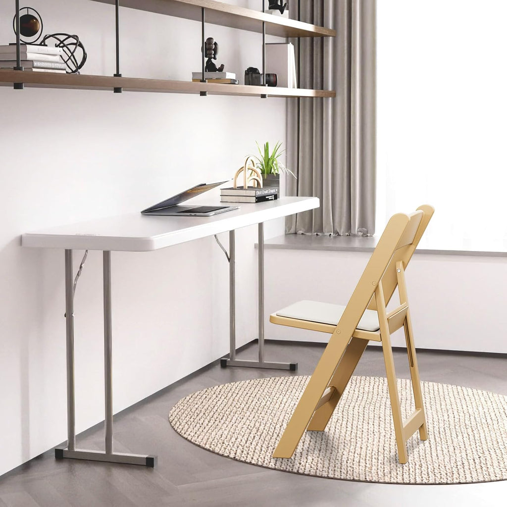 VINGLI Resin Folding Chair with Cushion Foldable Plastic Chair with Comfortable Cushioned Seat wourant