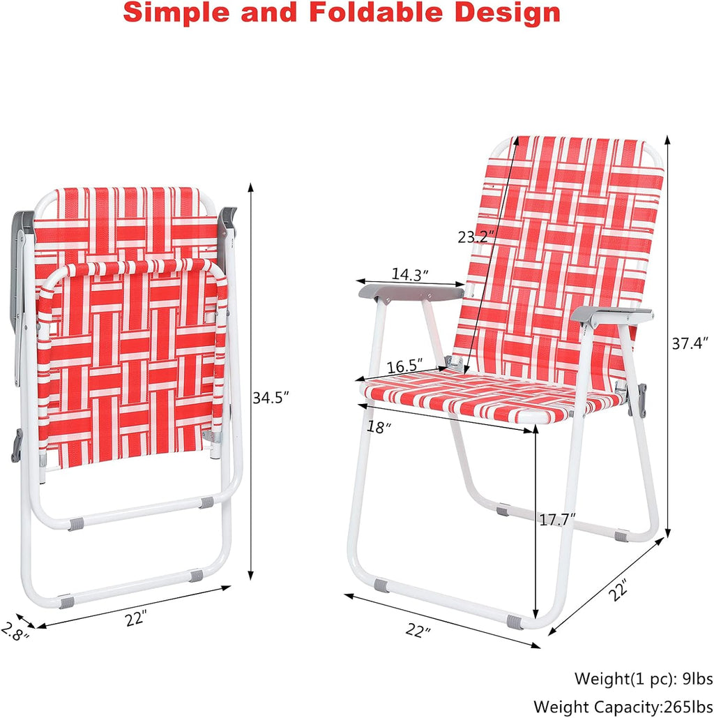 VINGLI Patio Lawn Webbed Folding Chairs Set of 2, Outdoor Beach Portable Lawn Chair Camping Chair Beach Chair wourant