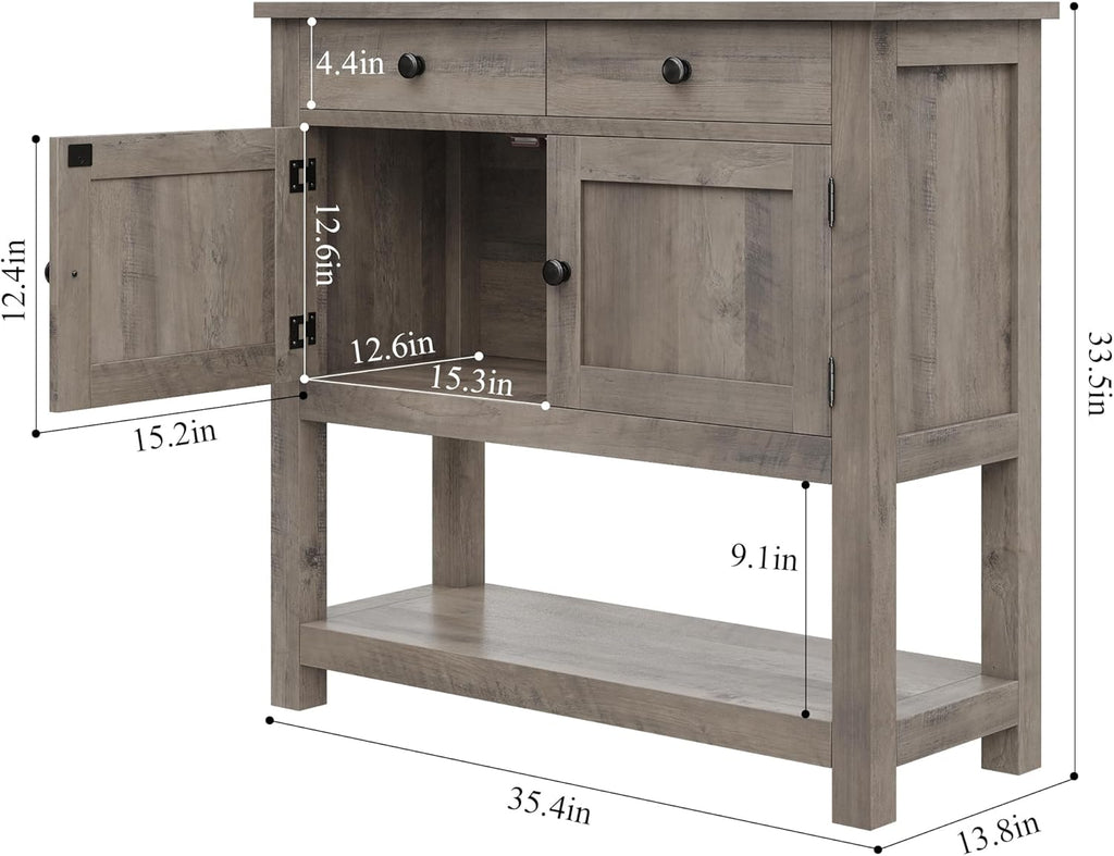 Farmhouse style console table coffee bar, entry table with storage rack, sofa table buffet sideboard wourant