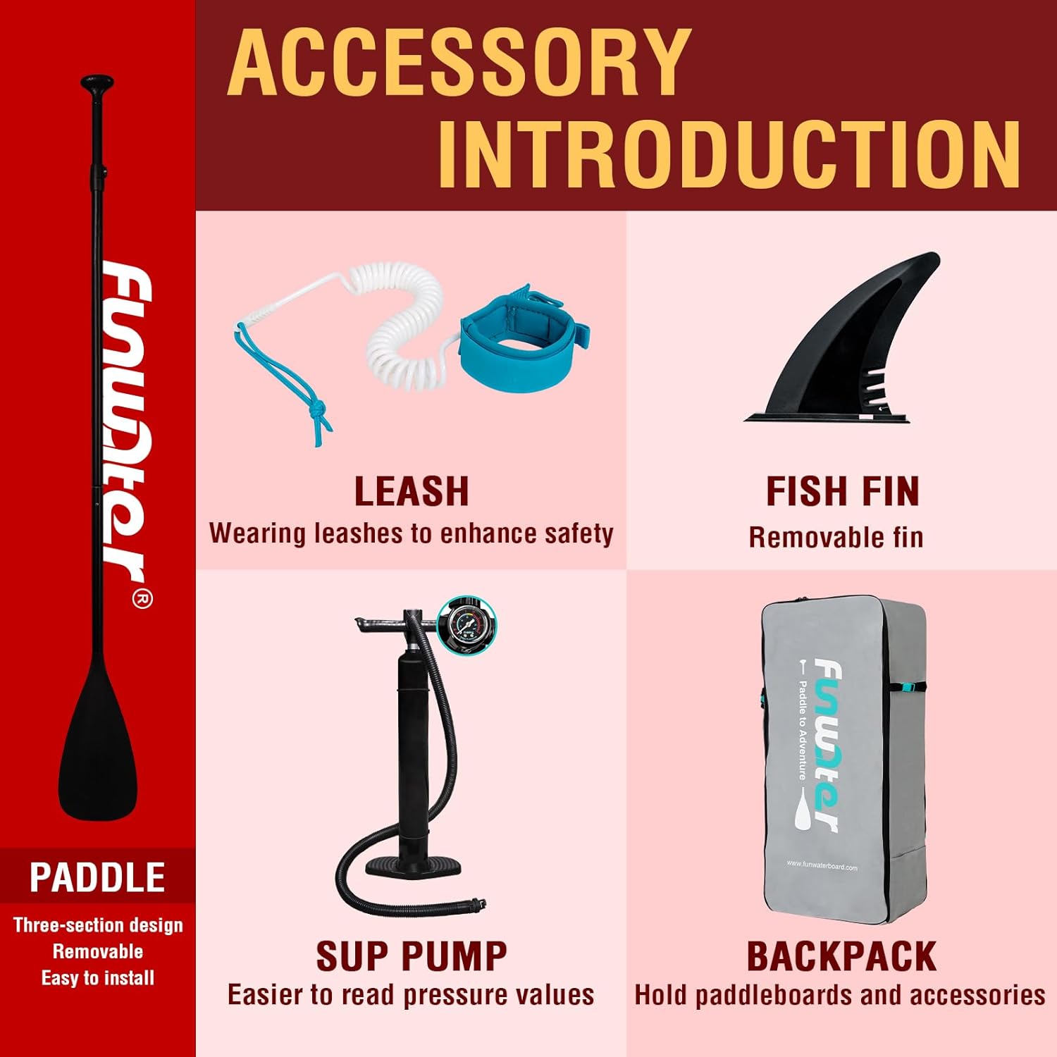 FunWater Inflatable Stand Up Paddle Board with Premium SUP Paddle Accessories, Non-Slip EVA Deck, 11'/10'6' Paddle wourant